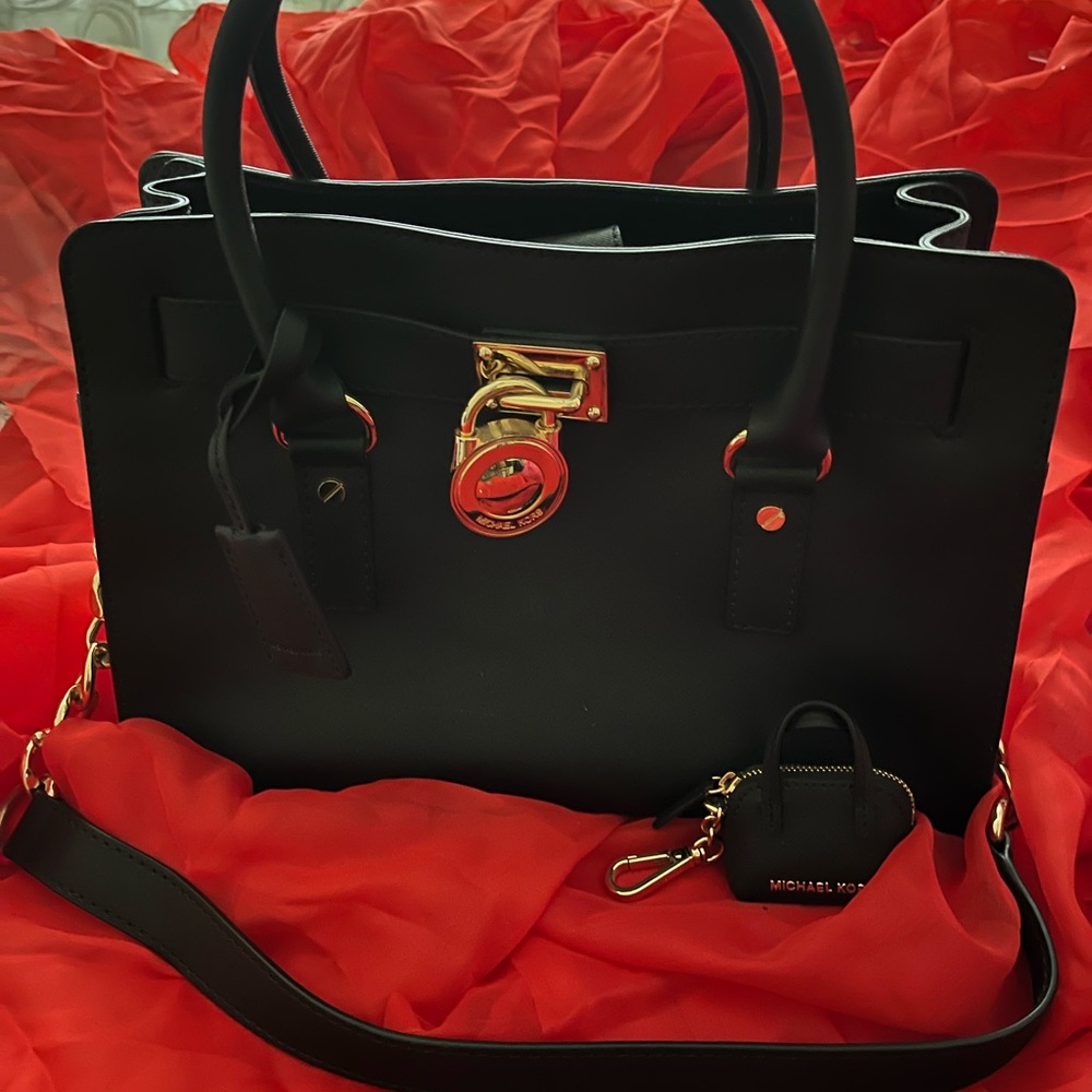 Michael Kors Black Tote with Gold Accents